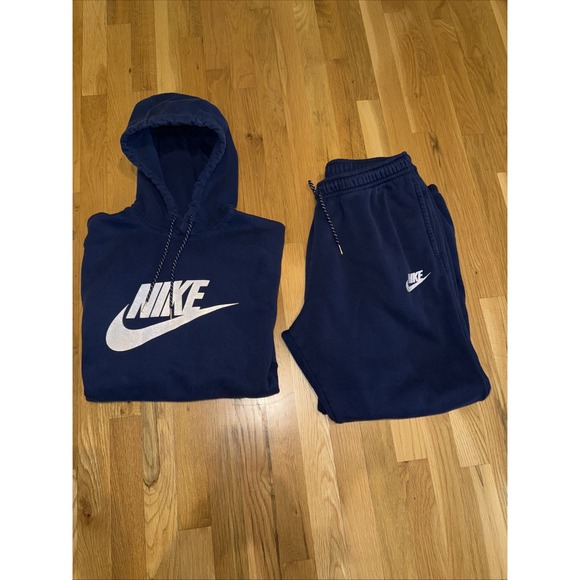 Nike Sportswear Club Fleece Navy Blue Hoodie & Pants Set Size XL Sweatsuit - Picture 11 of 11
